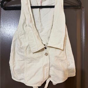 Free People Cream Button-Down Vest